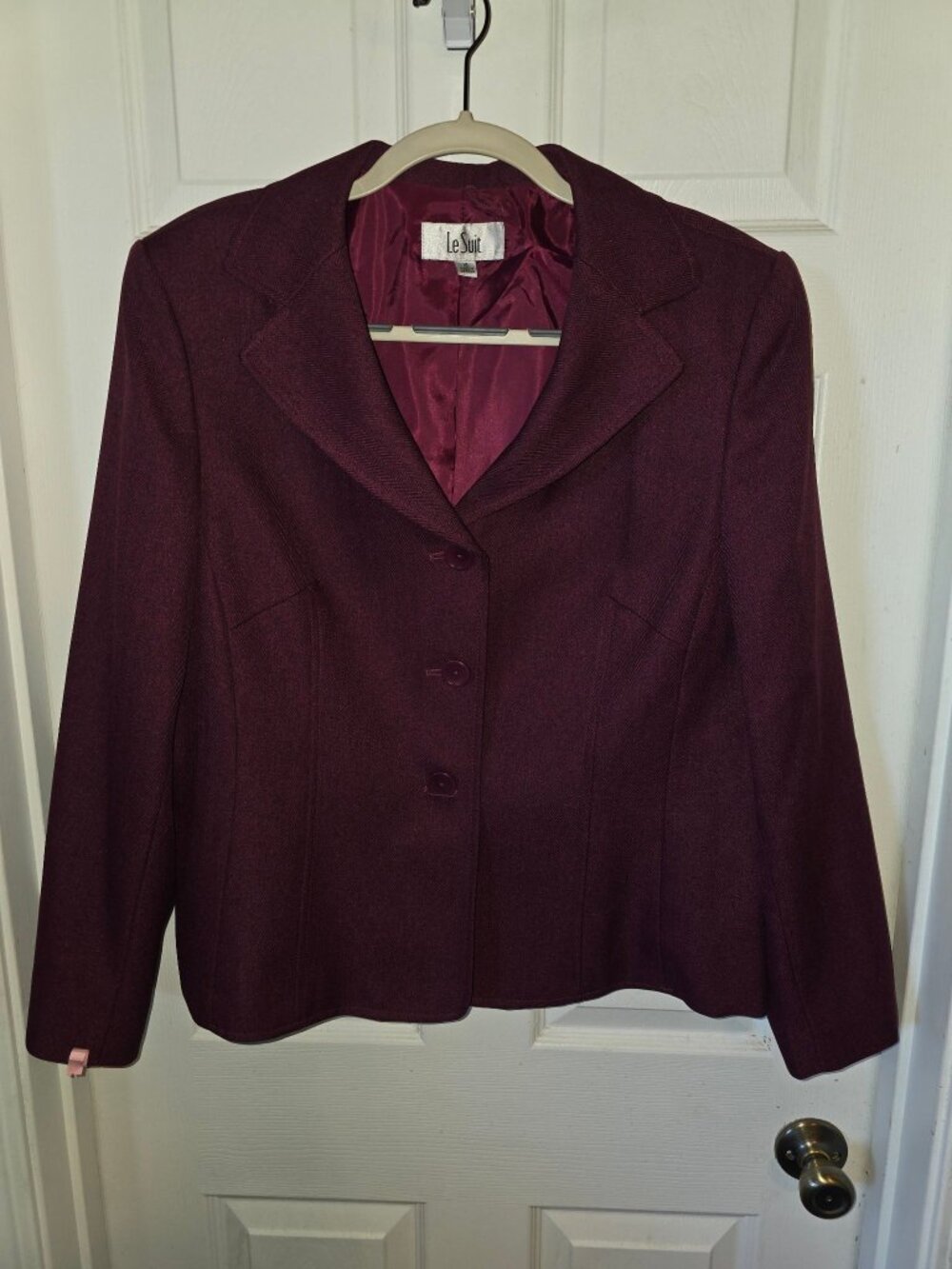 Le Suit Burgundy Suit Set Blazer Skirt 18